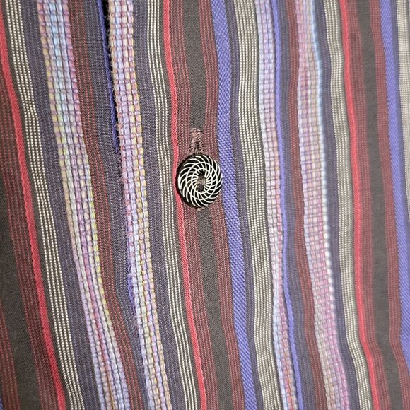 Robert Graham Men's XL Button Down Striped Flip Cuff Multicolored Shirt MIssing - Picture 13 of 13